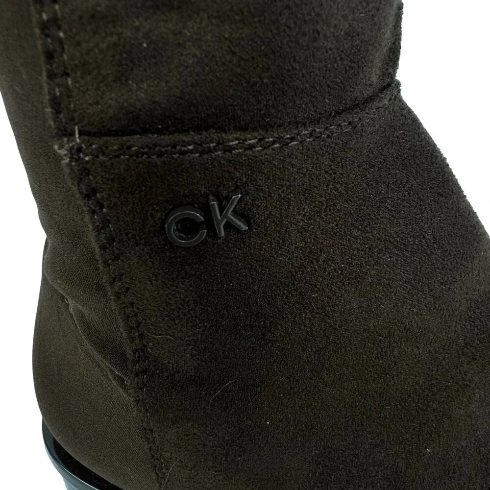 Calvin Klein Dark Brown Faux Suede Over Knee Stretch Boots Womens 8M